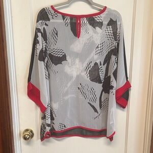 Chico's Sheer Black and Red Blouse